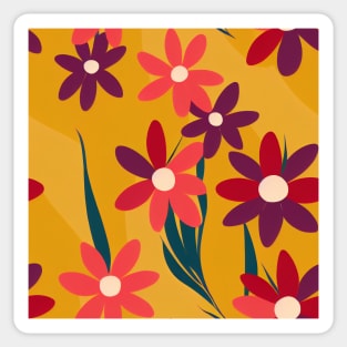 Bright Floral Vintage 1970s Pattern Sticker